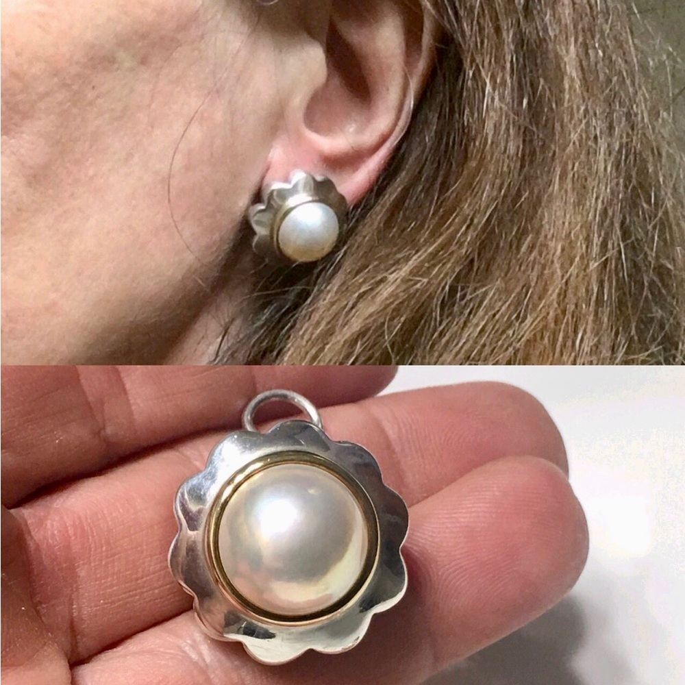 Tiffany & Co. Sterling & 18k Mabe Pearl Earrings - Picture 7 of 9